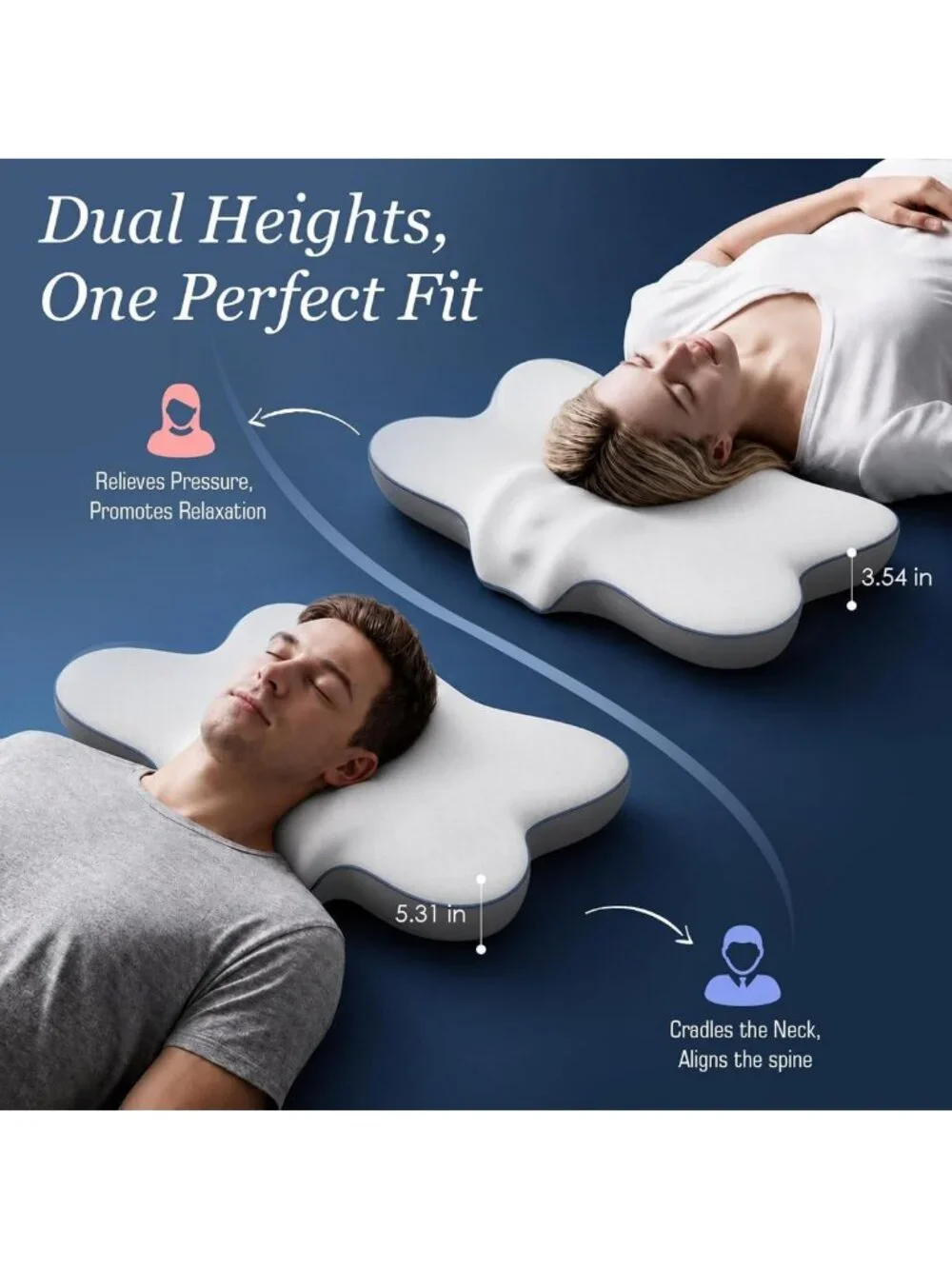Cooling Cervical Pillow for Neck Pain Relief | Ideal for Side Sleepers